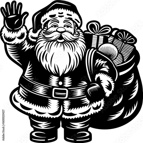 Friendly Waving Santa on a White Background vector illustration