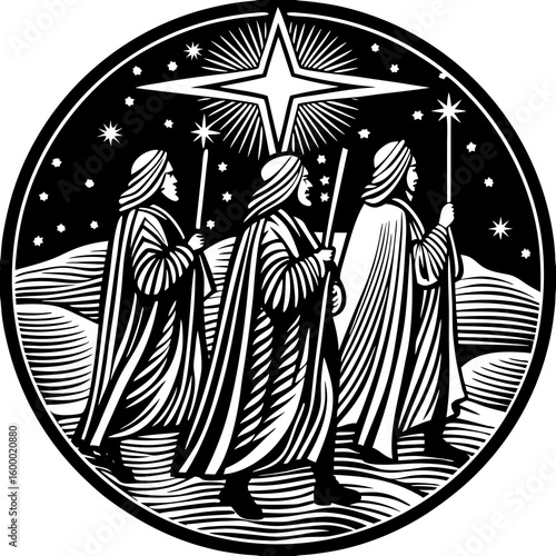 Journey of the Three Wise Men vector illustration