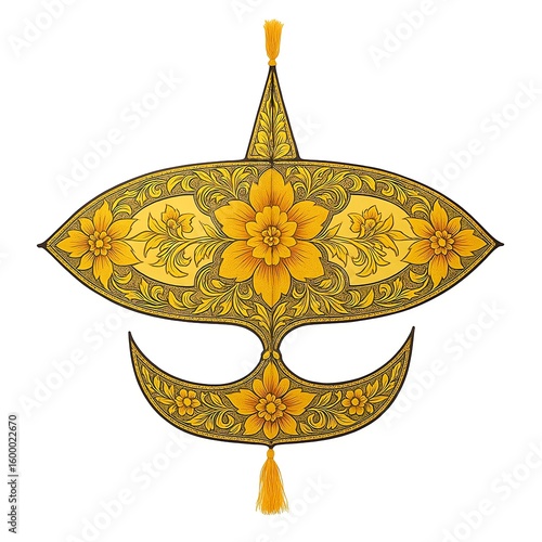 Traditional Malaysian Wau Kites Isolated on White Background