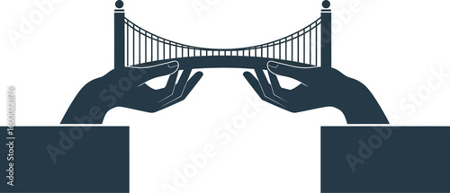 Hands holding bridge illustration vector design connecting gap concept abstract art graphic icon