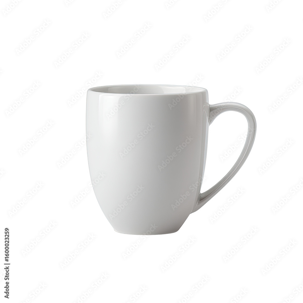 Obraz premium Elegant White Ceramic Mug Isolated on a Clean Background Perfect for Coffee or Tea Beverages and Minimalist Decor