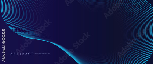 Blue line wave gradient background vector. Minimalist cover with vibrant perspective line wave in motion. Ideal design for social media, cover, banner, flyer, music, ads.