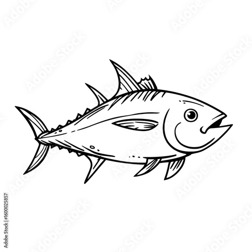 Simple Handdrawn Outline Tuna Fish Illustration for Seafood Menu. Ai Generated Images