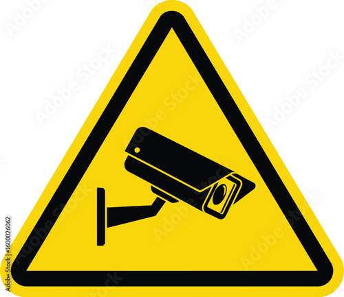 Warning sign with surveillance camera symbol