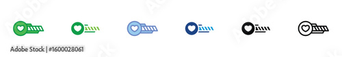 Health Bar Icon Set – Heart Life Meter for Games in Flat, Duotone, and Outline Styles