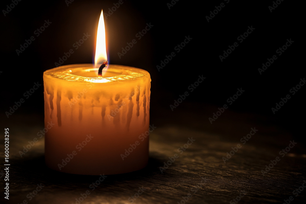 A burning candle in a dark environment as a symbol of light in difficult times and the strength of optimism. A burning candle in a dark environment as a symbol of light in difficult times and the strength of optimism.