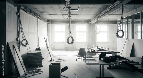 Interior refurbishment project: unfinished construction space preparation