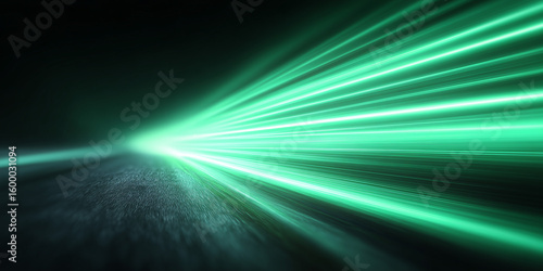 green speed light streak wave on black background,colorful light trails in the dark, neon motion blur effect,glowing speed lines