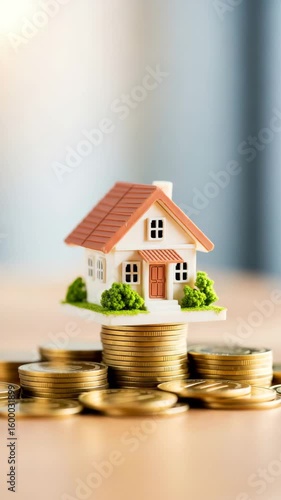 Miniature House on Stack of Coins Real Estate Investment