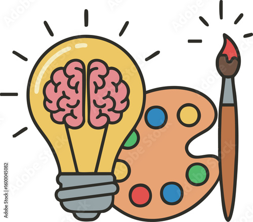 Minimal Flat Design Creativity & Inspiration Icon | ミニマルフラットデザインの創造性とインスピレーションアイコン