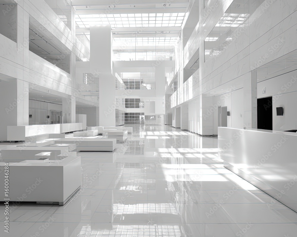 Obraz premium Modern White Interior With Bright Sunlight