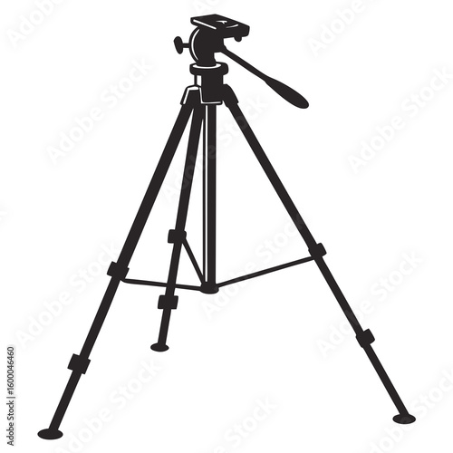 Black tripod silhouette isolated on white background