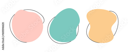 Color liquid blob shapes, pastel irregular organic random forms, fluid silhouette, simple vector smooth ink stain. Best for Highlight for social media stories, abstract modern background, infographic