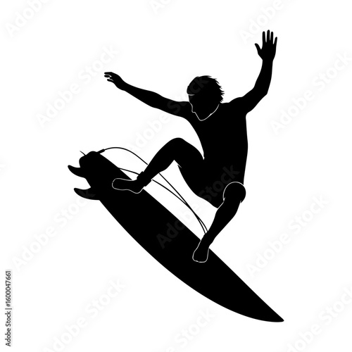 Surfer Catching Air on Surfboard – Extreme Surfing Action Clipart