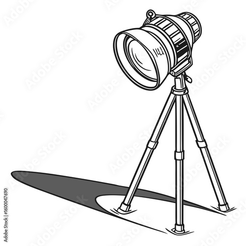 Studio lighting equipment on tripod with shadow photography