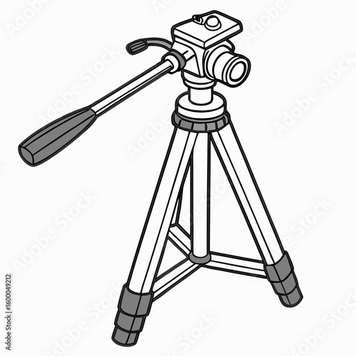 Black and white illustration of a tripod camera accessory