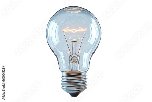 Illuminating ideas light bulb showcase studio photography bright. Isolated on transparent background, png.
