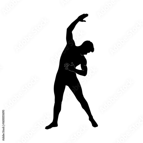 Man Stretching Sideways – Fitness Warm-Up Exercise Vector Illustration