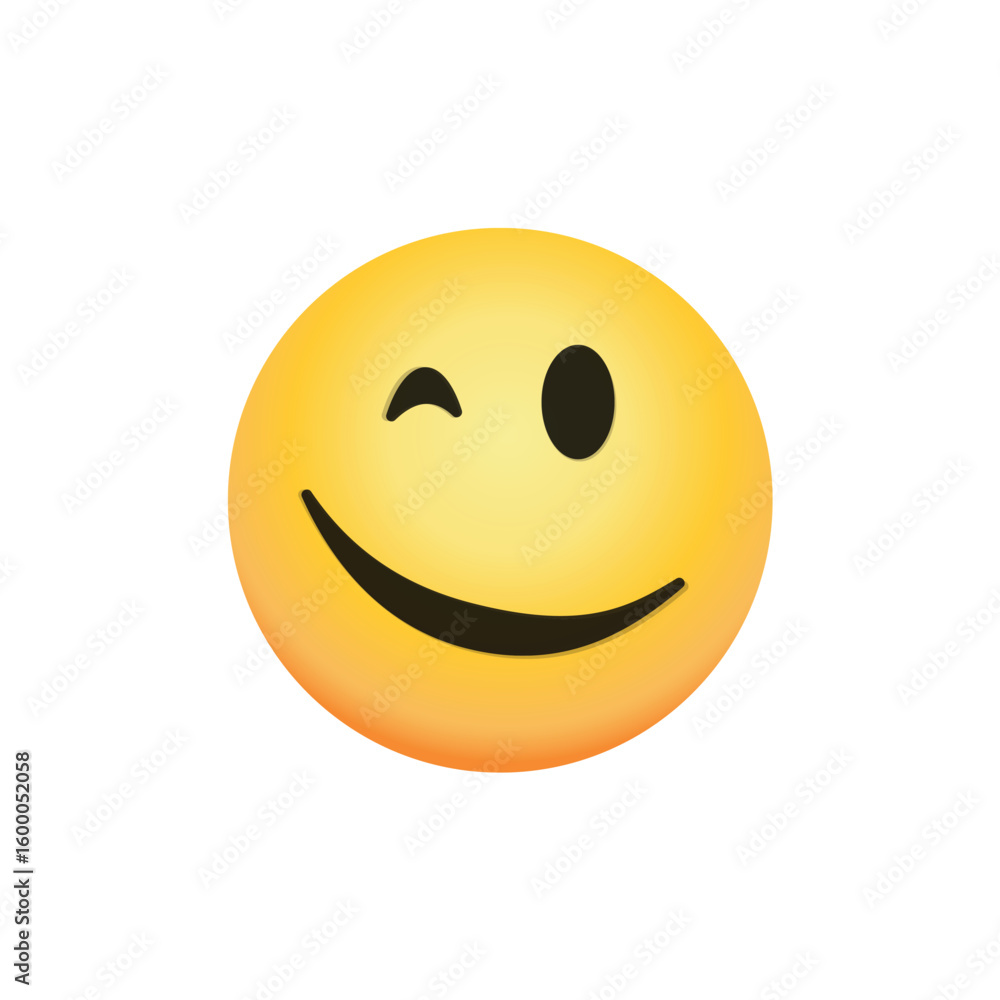 Fototapeta premium Large Winking Yellow Emoji Smile Design