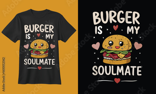Cute burger soulmate t shirt design with hearts