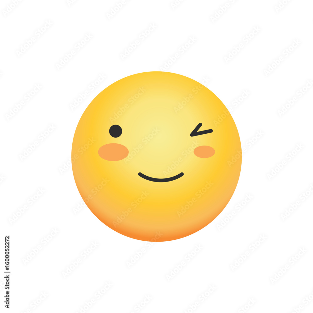 Fototapeta premium Large Winking Yellow Emoji Smile Happy