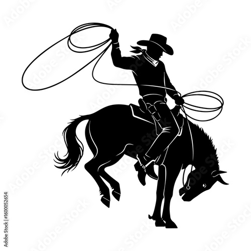Rodeo Cowboy on Bucking Horse Silhouette