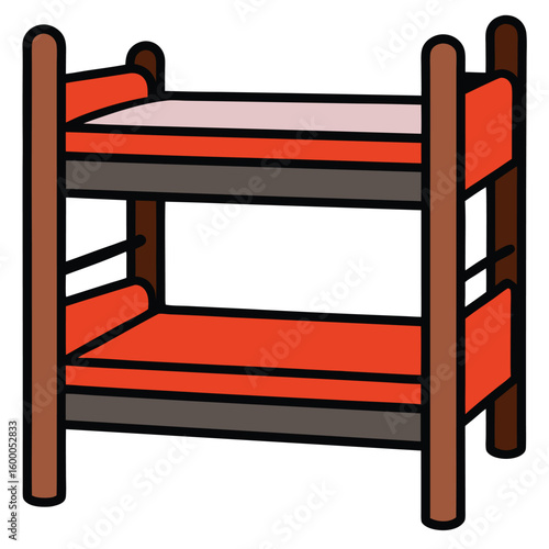 Illustration of a yellow and black bunk bed isolated on transparent background