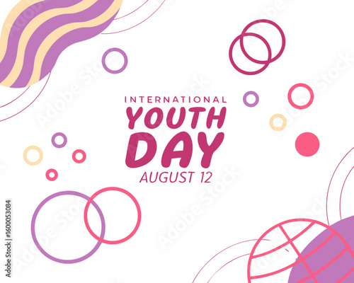 minimal vector using soft gradients and floating shapes for international youth day, perfect for web headers and modern infographics.