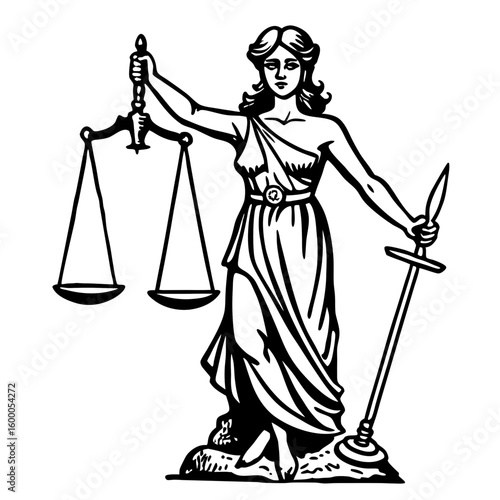 Lady Justice Holding Scales and Sword