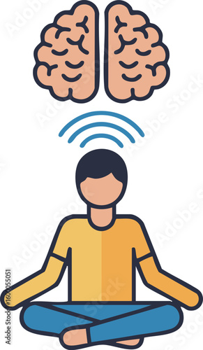 Minimal Flat Design Mental Wellness & Mindfulness Icon | ミニマルフラットデザインの精神的ウェルネス・マインドフルネスアイコン