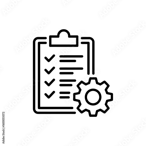 Checklist with gear icon representing process management and task completion