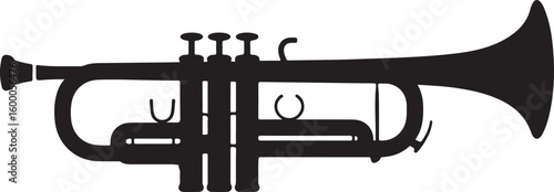 Sleek Trumpet Silhouette Vector Illustration for Musical Instrument Projects