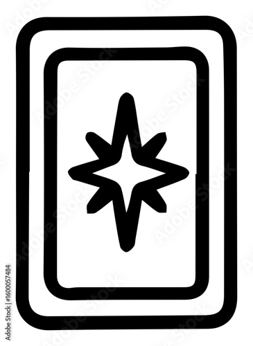 Mystical Tarot Card Featuring an Eight Pointed Star Symbol Design