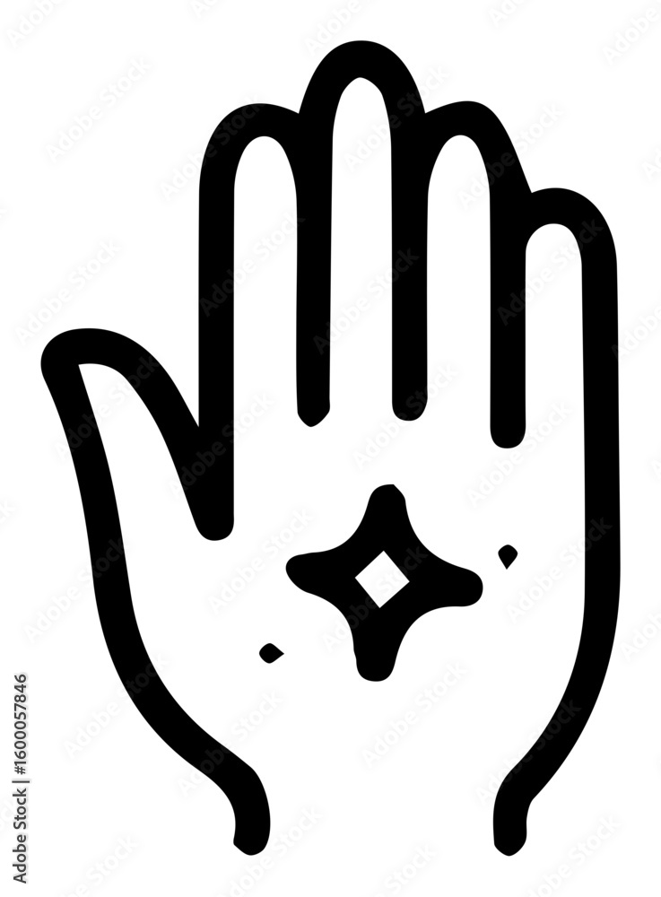 Obraz premium Hand with Diamond Star Symbol Illustration Magic and Spirituality Theme