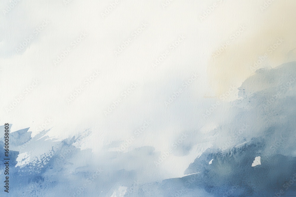 Fototapeta premium Abstract watercolor painting with soft blue tones.