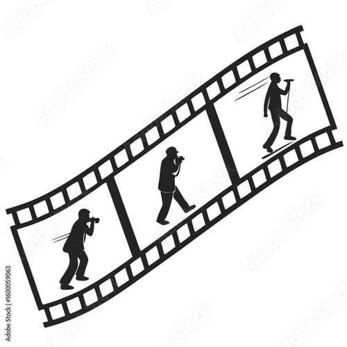 Film strip with photographer and singer silhouettes