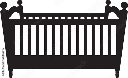 Baby Crib Vector Illustration on Transparent Background Nursery Furniture