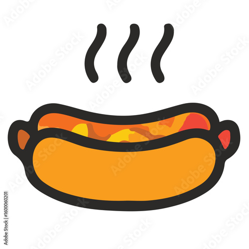 Colorful Hot Dog Icon – Flat Cartoon Style Vector Graphic