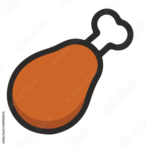 Colorful Meat Icon – Flat Cartoon Style Vector Graphic