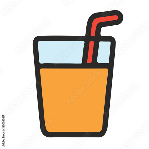 Colorful Orange Juice Icon – Flat Cartoon Style Vector Graphic