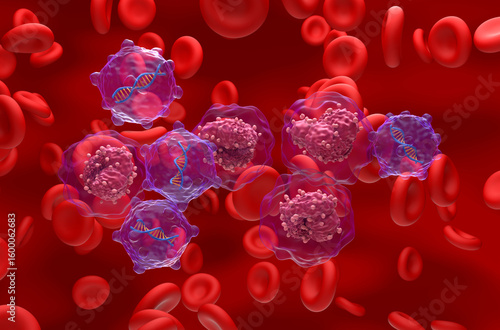 Gene therapy in Acute Lymphocytic Leukemia (ALL) - isometric view 3d illustration