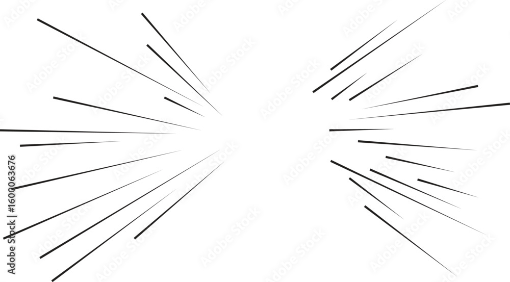 Obraz premium Black speed lines radiating from center on white background 1