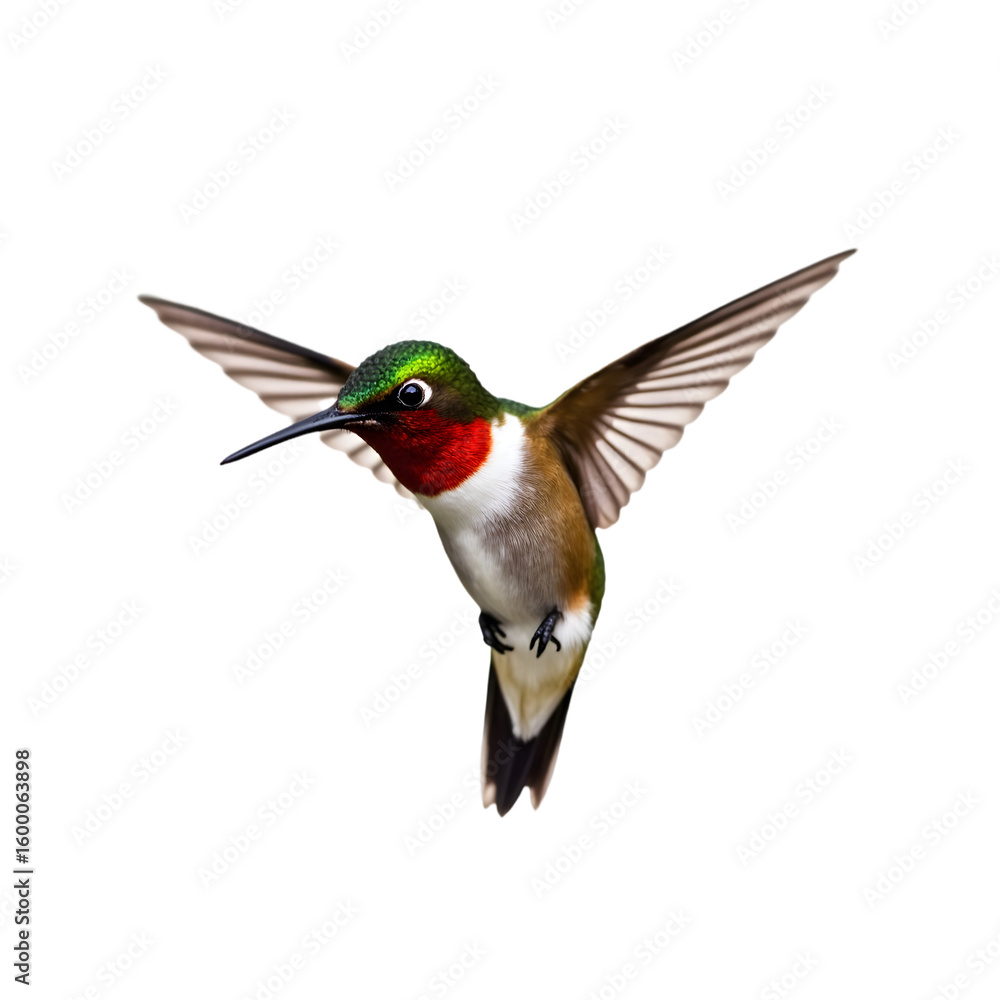Fototapeta premium Colorful Hummingbird Hovering with Wings Spread