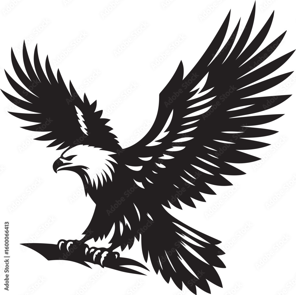 Fototapeta premium Eagle flying vector, Eagle bird clipart, African hawk flying vector silhouette illustration 