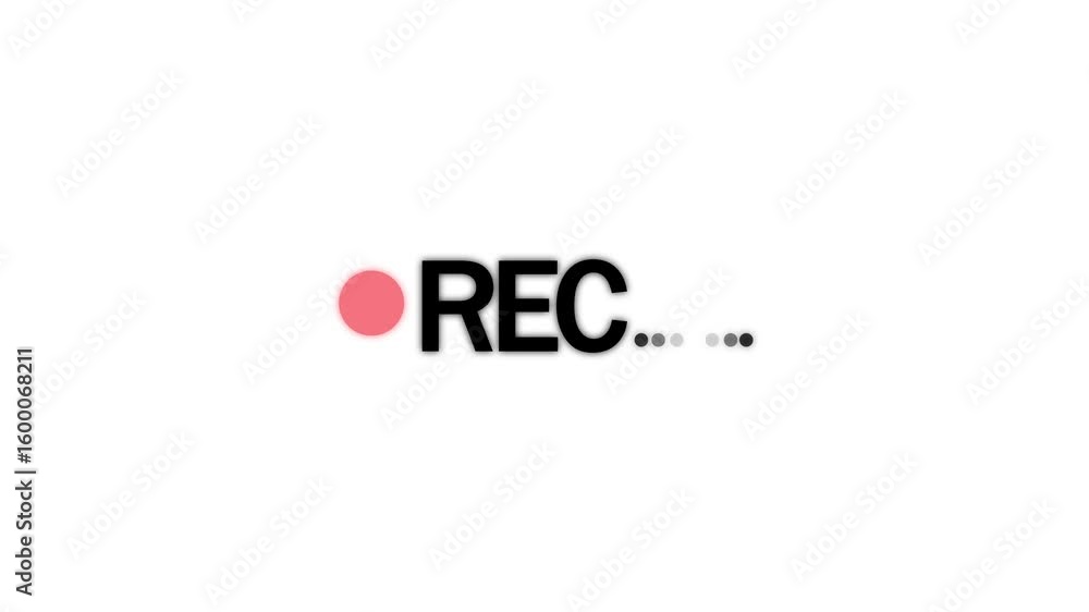 Inscription REC and blinking red circle dot on background Animation