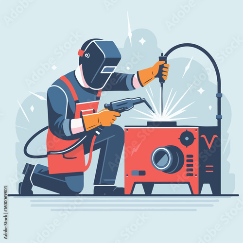 illustration of  someone welding an objeck