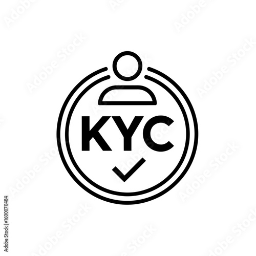 Know your customer kyc verification icon with a person symbol and checkmark