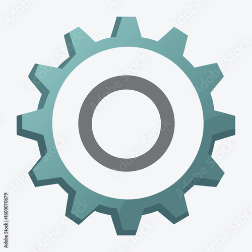 A strong single gear with perfectly interlocking teeth, on a plain white background, symbolizing mechanics, teamwork, and industry.