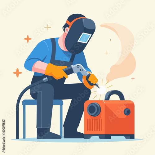 illustration of  someone welding an objeck