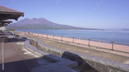 道の駅たるみずの足湯と桜島
